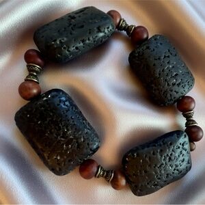 Handmade Lava Stone Statement Bracelet